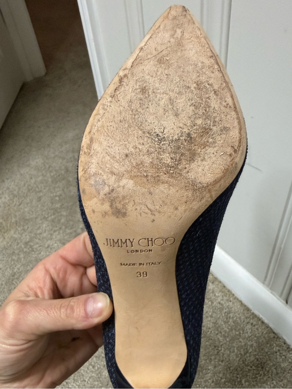 Jimmy Choo Dotted Romy 85 Pointy Toe Pumps - Picture 7 of 10